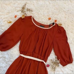 Burnt Orange Dress with Slits in Sleeves